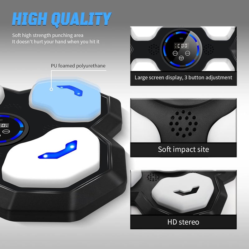 JUOIFIP Music Boxing Machine for Kids and Teens Adults, Trainer Equipment with Gloves, Wall-Mounted Boxing Music Workout Machine, LED Electronic Focus Training for Home,Office, Gym - Image 4